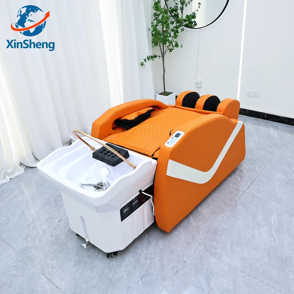 

XinSheng Professional Electric Massage Bed Head SPA Salon Massage Table Hair Washing Fumigation Beds Barber Shop Smart Furniture