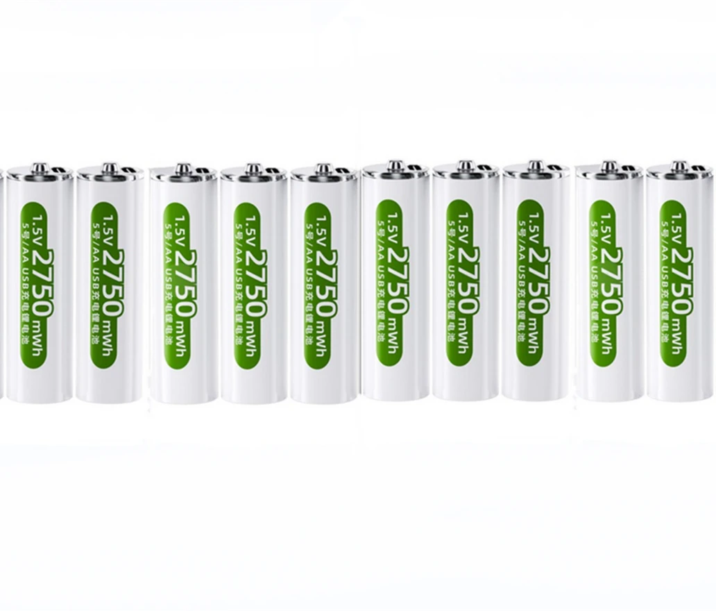 

10pcs /lot New 1.5v 2750mWh AA rechargeable battery USB AA rechargeable lithium battery fast charging via Type-C charging cable