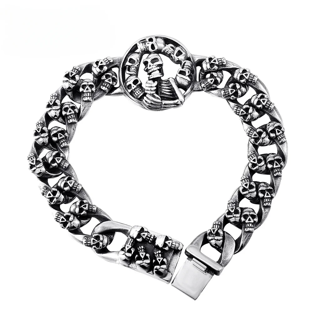 

CHUANGCHENG punk personalized stainless steel men's Halloween skull bracelet jewelry