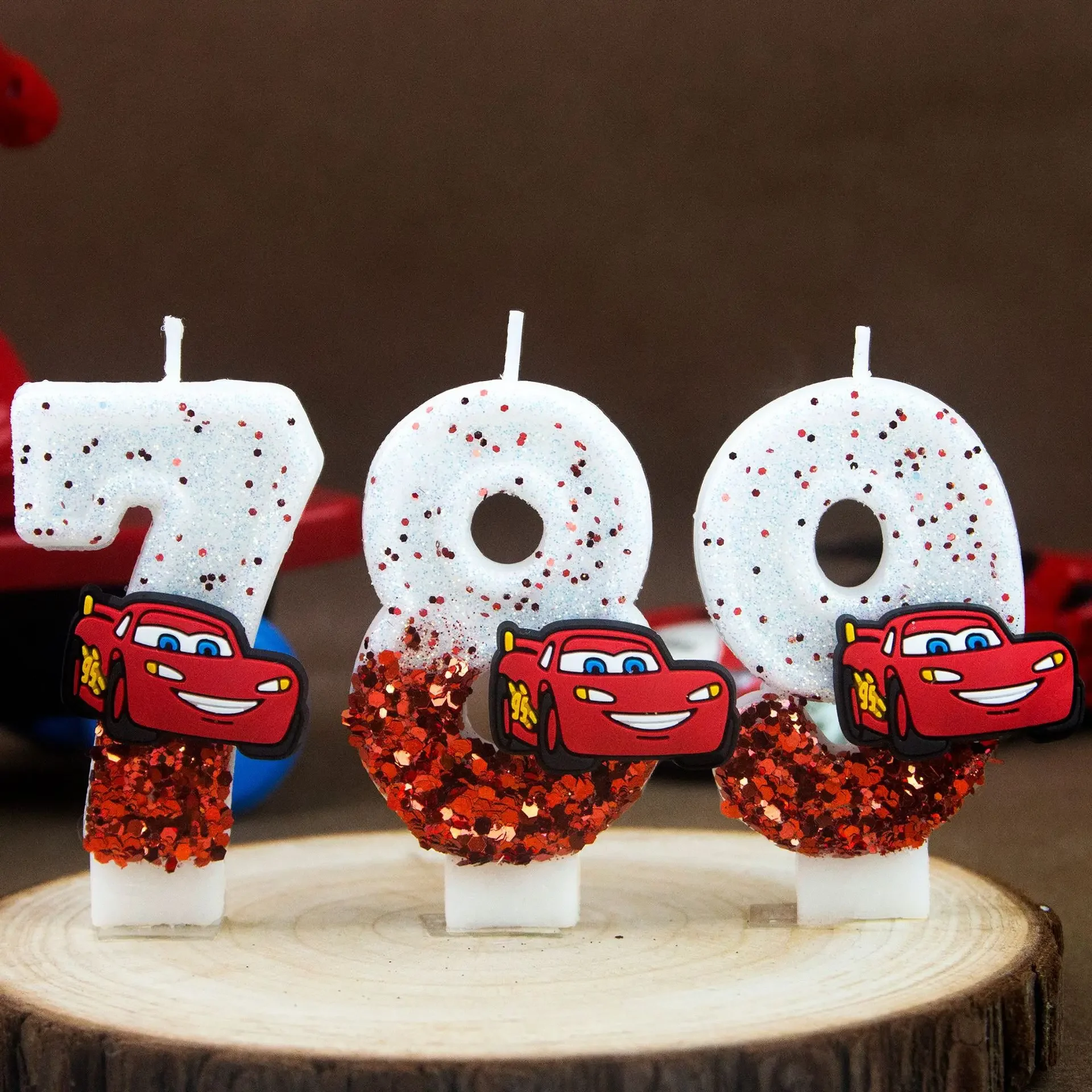 Digitale Kerze 0-9 Racing Story Lightning McQueen Geburtstagskerze Niedlicher Kuchen mit Stecker – Detail 3