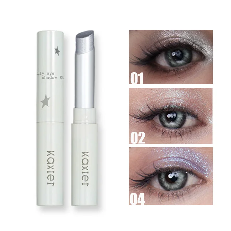 Kaxier Jelly Eyeshadow Stick Metallic Glitter Highlighter Pen Shimmer Pearly Diamond Face Brighten Shiny Eye Makeup
