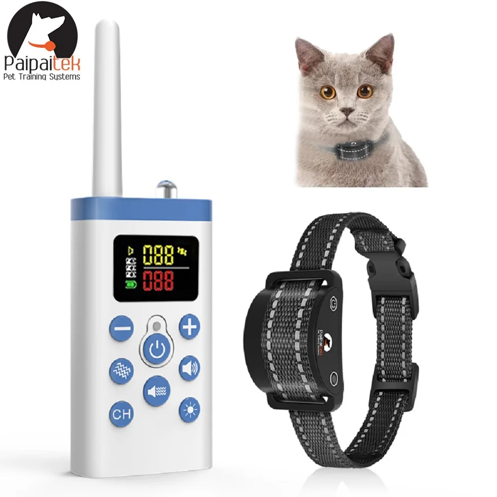 Cat Training Collar,Cat Anti Meow Collar,No Shock Bark Collar,Vibration Collar for Deaf Dogs,Beep Vibration Mode IPX7 Waterproof