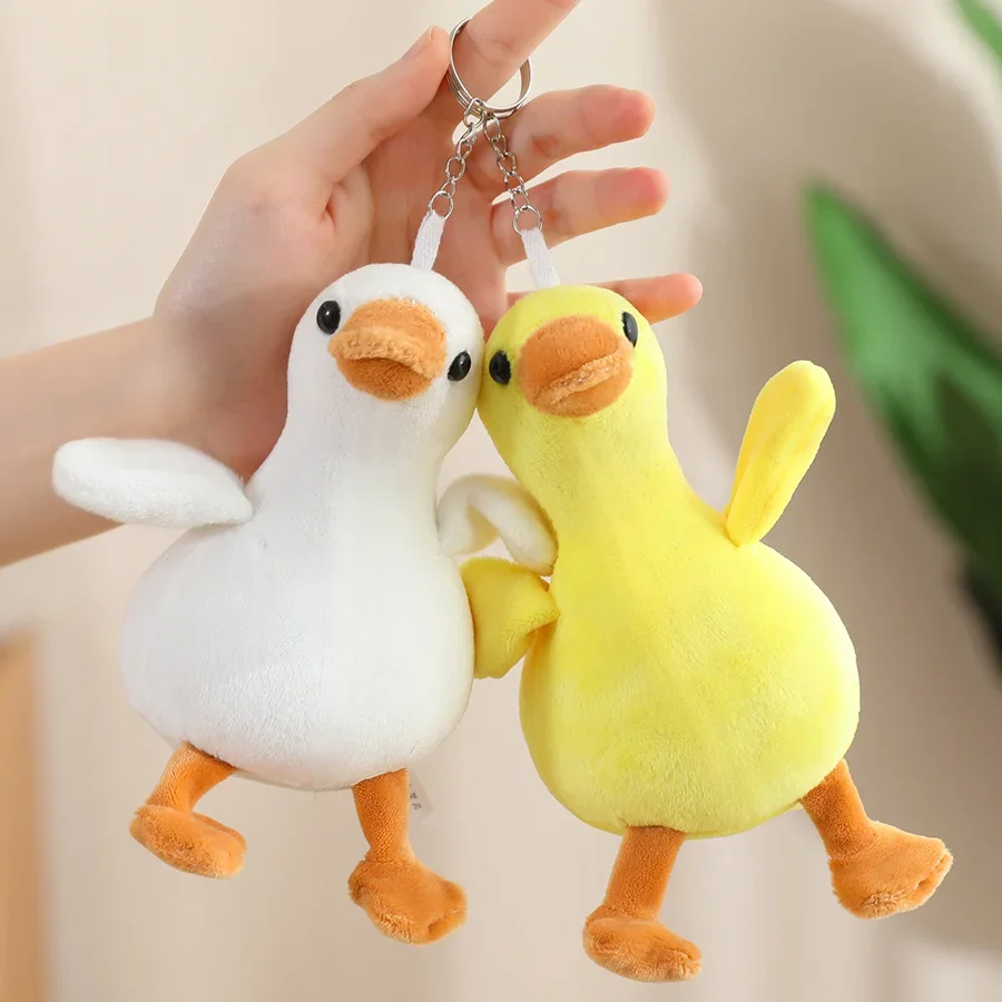 愛らしい白いガチョウのぬいぐるみ、かわいい黄色いアヒルのぬいぐるみ、ガチョウとアヒルのキーホルダー、バッグペンダント、柔らかい動物の枕、子供の誕生日プレゼント