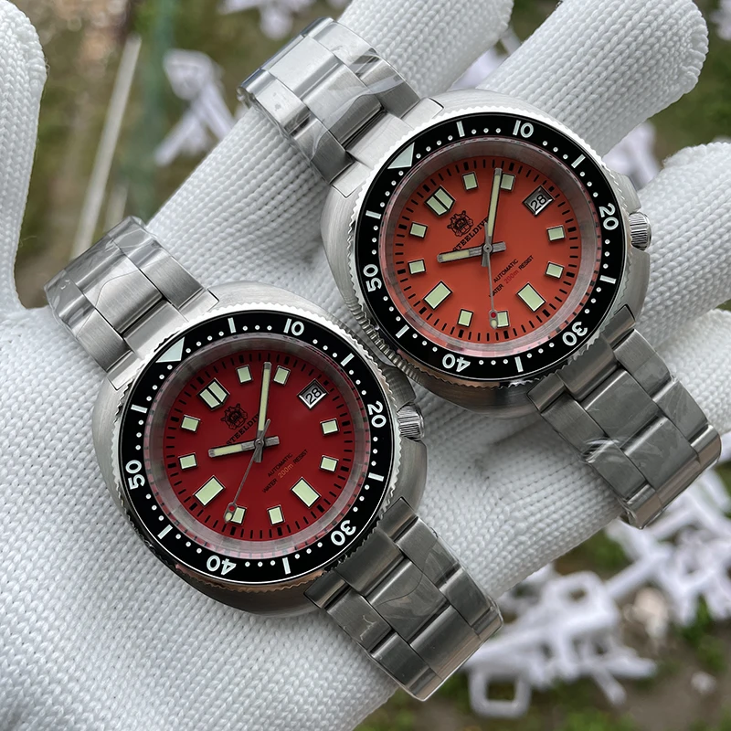 

STEELDIVE мужские дайверские часы черепаха 43,8 мм автоматические часы спортивные 200 м водонепроницаемые наручные часы C3 светящийся сапфировый керамический безель NH35