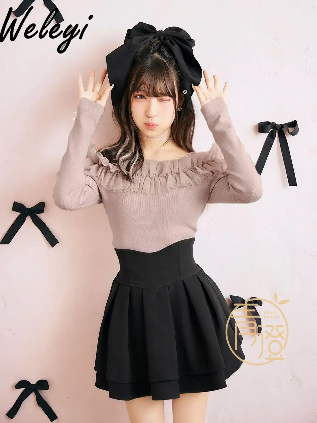 Mine Series Sweet Curved Waist Line Short Black Skirt Female Student Japanese Style Thin Underwear Short Skirts for Women 2025