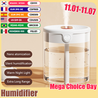 New 2L Double Nozzle Air Humidifier with Warm Night Light Large Capacity Aroma Essential Oil Diffuser for Bedroom Office