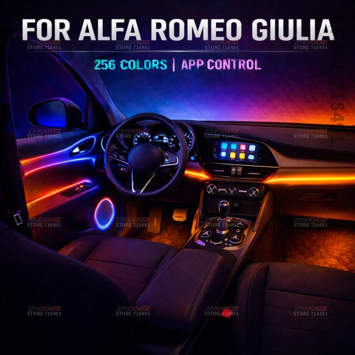 22in1 RGB Car Interior Acrylic Car Ambient Lights RGB Hidden Acrylic Strip Decoration Atmosphere Accessories For ALFA GIULIA