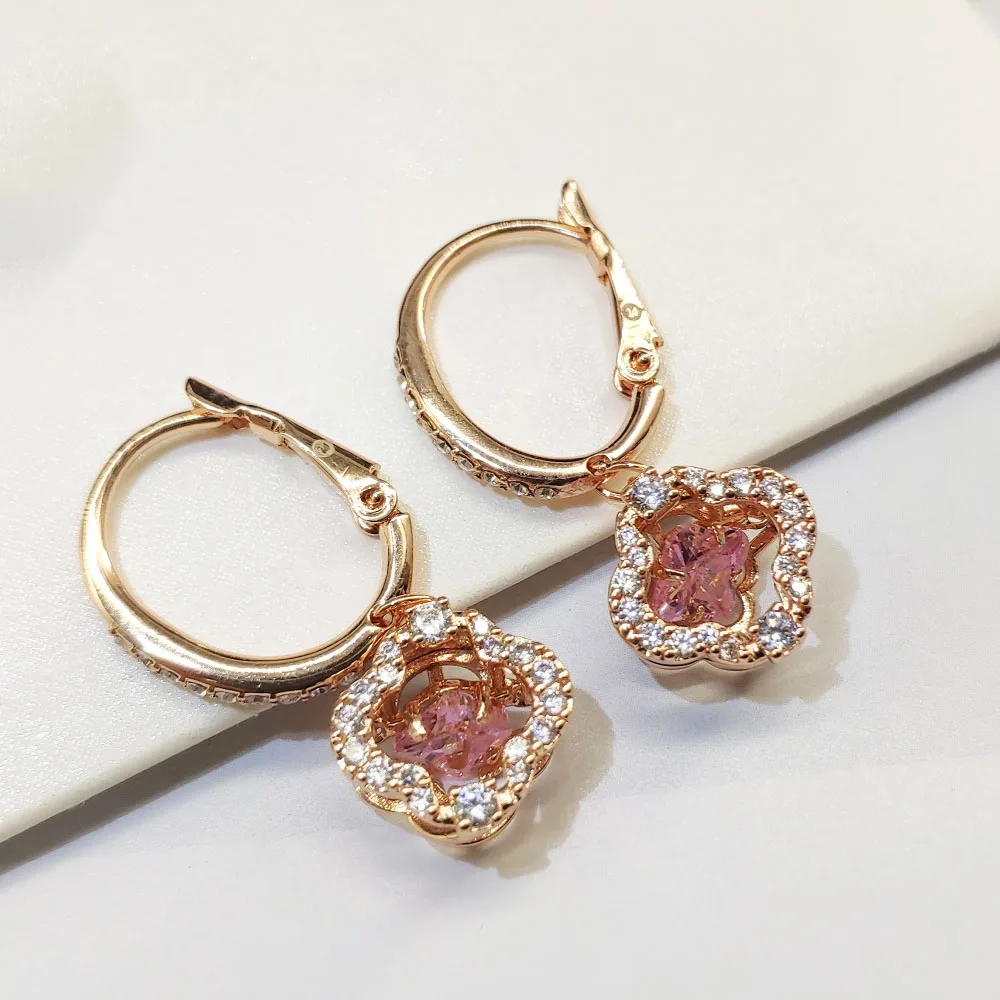 مجموعة مجوهرات أصلية فاخرة للنساء قلادة كريستالية للقفز وأقراط وسوار متحرك مجوهرات كريستال إكسسوارات رومانسية هدية