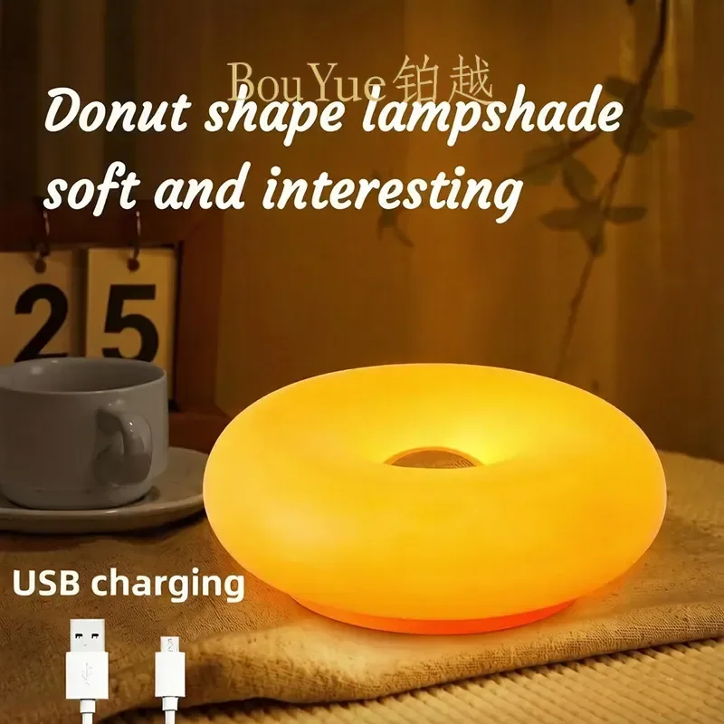 Vintage Donut Wall Lamp Touch Control Three Color Dimming Ambient Light Orange Retro Sconce for Bedroom Decor