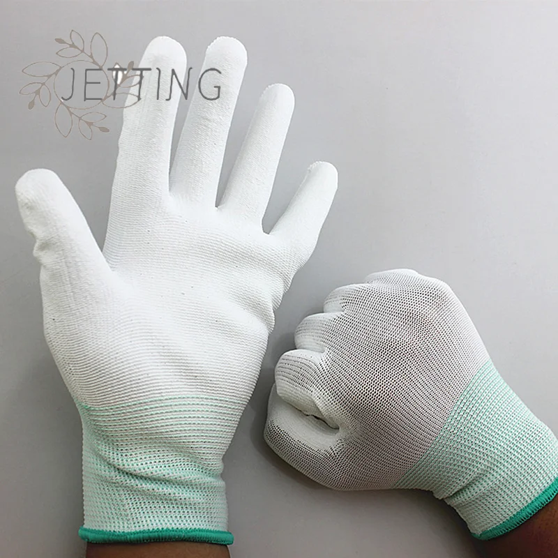 1pair Anti Static Antistatic Gloves ESD Electronic Working Gloves Finger Protection Pu Coated Palm Coated Finger PC Antiskid