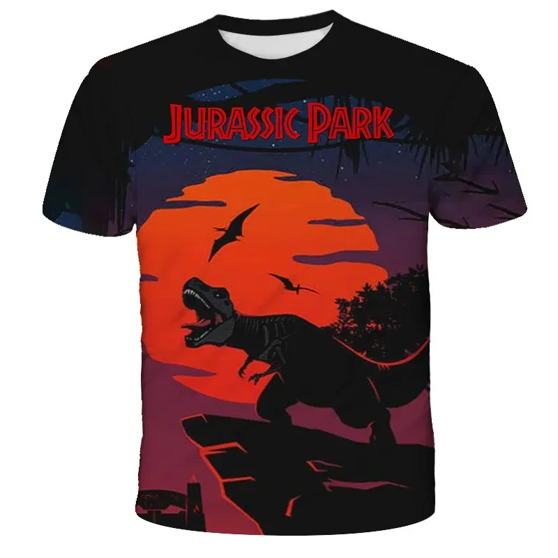 Summer 3D Jurassic World Printed Tops Tees Boys Funny T-shirt Cartoon O-Neck Children Clothing Boys Fashion Streetwear