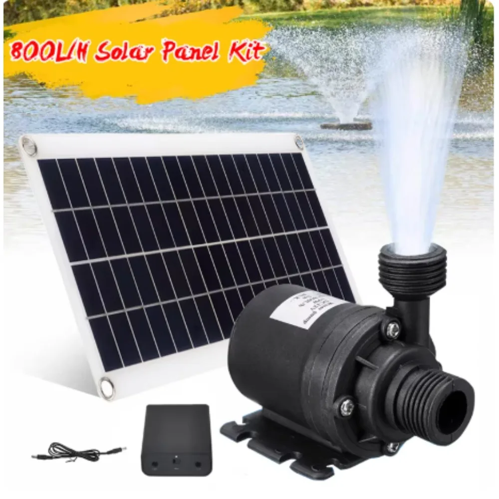 50W 800L/H Solar Panel Power Bank WaterPump Set Ultra-quiet Submersible Water Pump Motory Fish Pond Garden Fountain Decoration