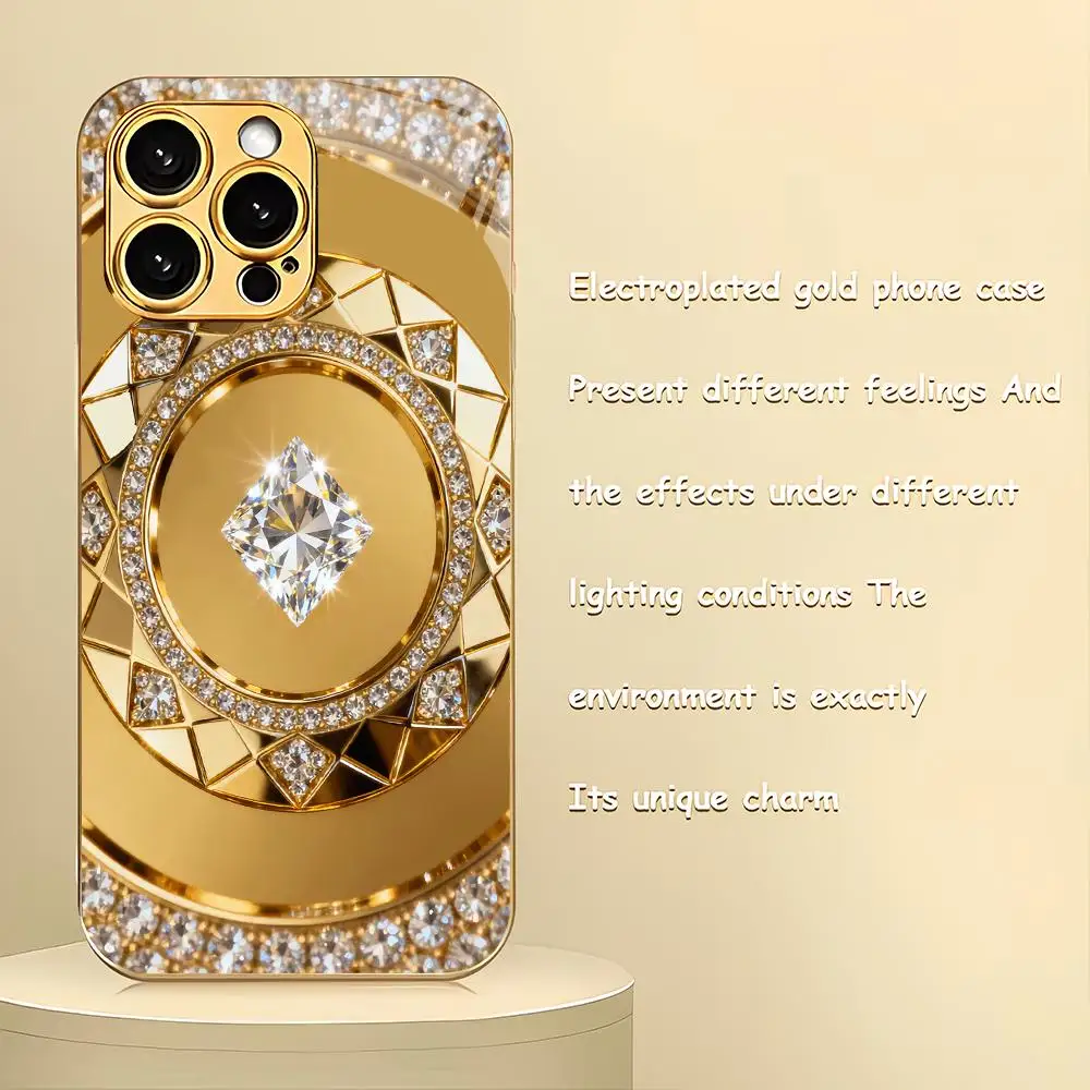 Diamantmuster Galvanisierte Glas-Handyhülle Geeignet für iPhone 17 16 15 14 13 12 11 Pro/Max/Plus Stoßfeste Rückabdeckung