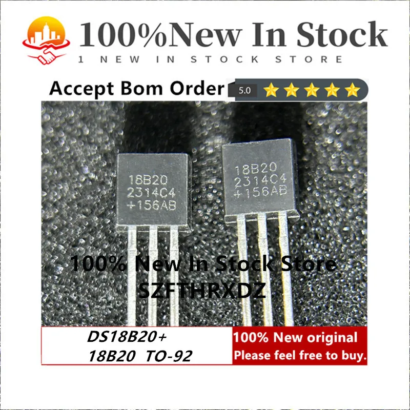 DS18B20 + TO-92 Sensor de temperatura, serie Digital (1 cable), 3 pines (10 piezas), ORIGINAL, 100% nuevo