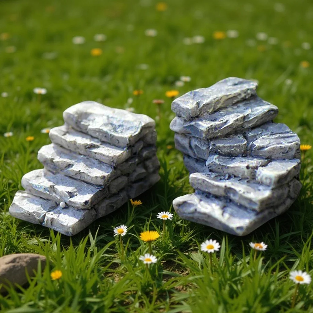 2pcs Stone Steps Micro Landscape Decor Simulation Stair Ornaments For Mini Garden Accessories Diy House Resin Craft Stairs Scene