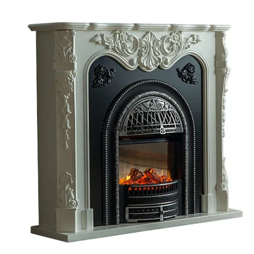 

LFrench fireplace decorative cabinet retro solid wood fireplace cabinet sculpture French decoration fireplace simulation fire