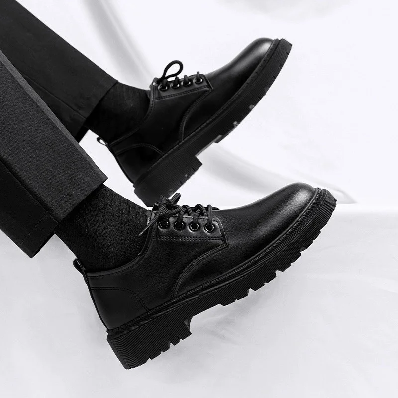 Men's Fashionable Outdoor Business Thick-Heeled Casual Leather Shoes New Model Comfortable Elegant Men's Footwear