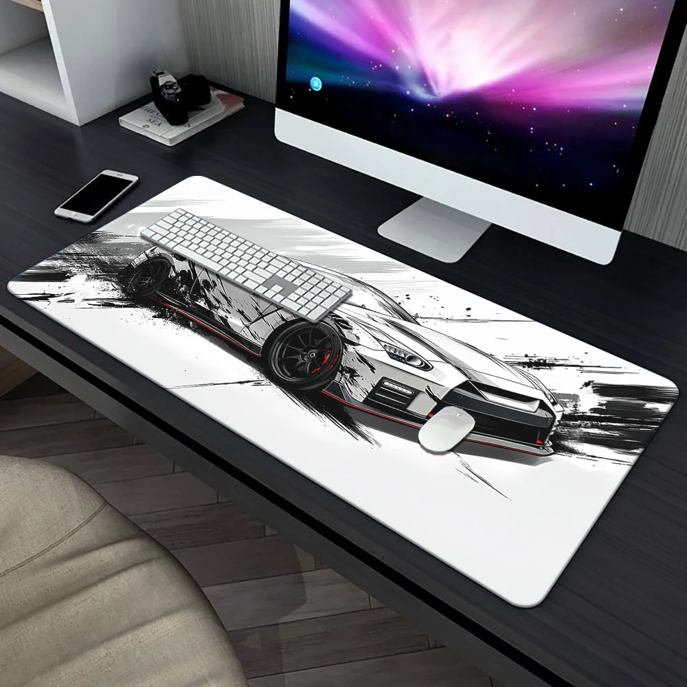 

1 piece of ink painting car pattern high definition printing table mat, multifunctional XXL mouse mat, keyboard game mouse mat