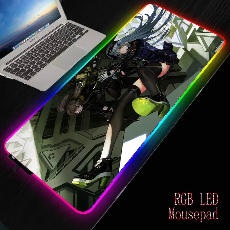 

MRGBEST Frontline Girls with Guns Anime RGB Gaming Computer Large Mousepad Led 7 Colors Mause Pad Backlit Keyboard Desk Mat