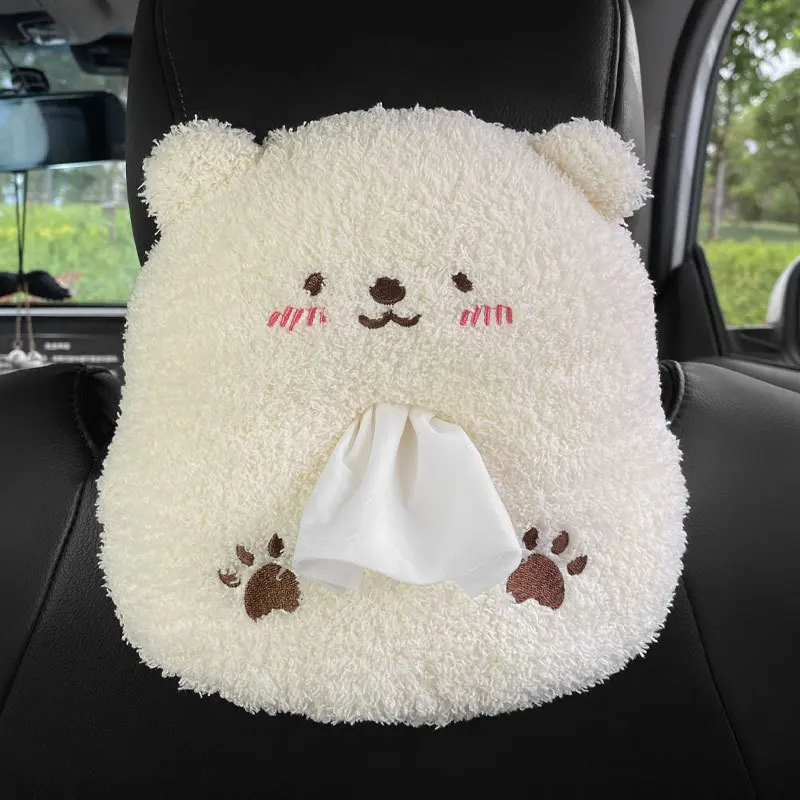 Cute Cartoon Bear Penguin Pig Chick Tissue Box Plush Napkin Holder Universal Car Room Paper Cover Animal Decoration Bracket