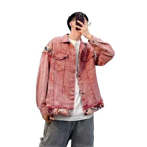 الرجعية الأمريكية بارد Dir الوردي Waed الزي الرجال الجينز Jaet ربيع الخريف الشباب Faion الوقوف صالح طويل Sve البيسبول...