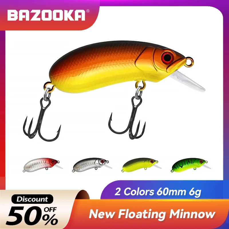 

Bazooka Long Tongue Mino Print Luya 4g/6g Sound Bead Float Little Fat Fake Artificial Trout Fishing Lure Hard Baits