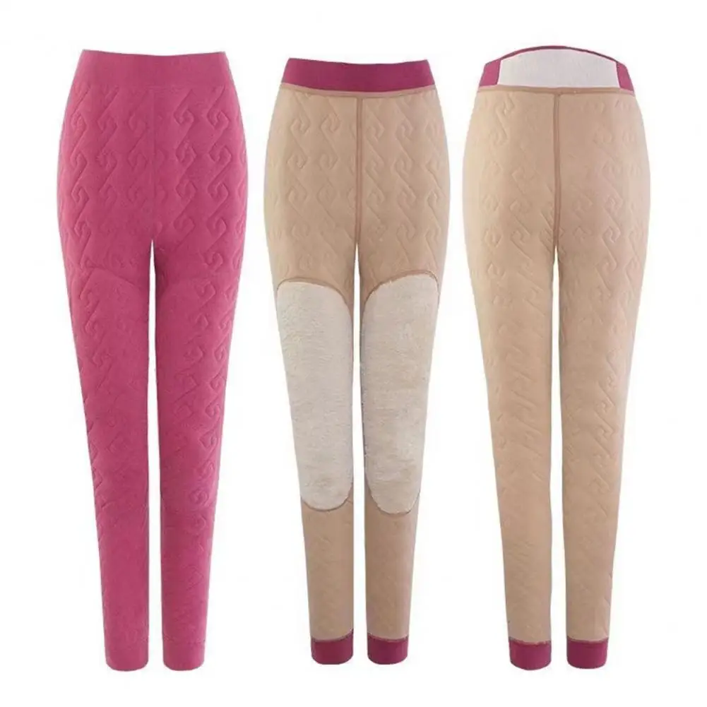Legging Bulu Tebal Legging Termal Musim Dingin Nyaman dengan Lapisan Beludru Pinggang Tinggi untuk Wanita Celana Bulu Slim Fit Hangat