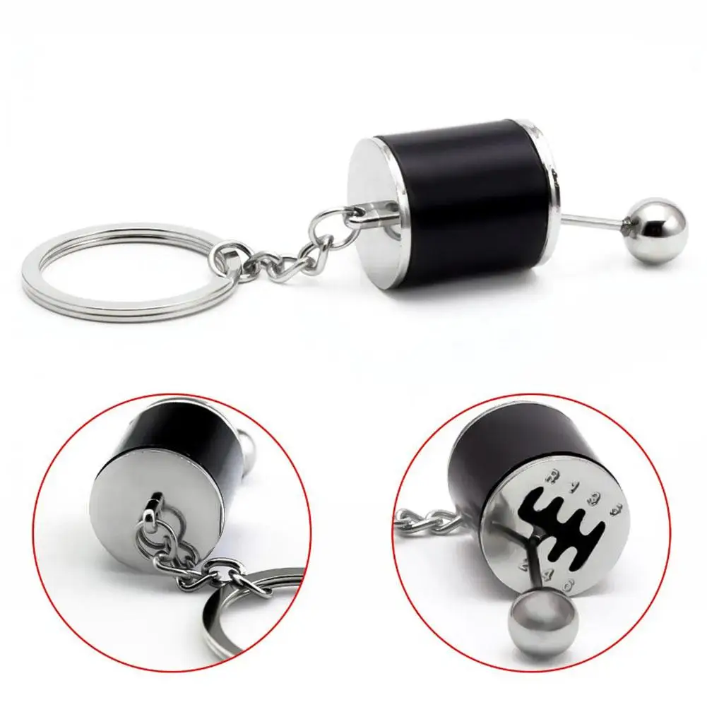 Car 6 Speed Gear Head Keychain Manual Transmission Lever Metal Key Car Refitting 3D Shifter Metal Pendant Keychain