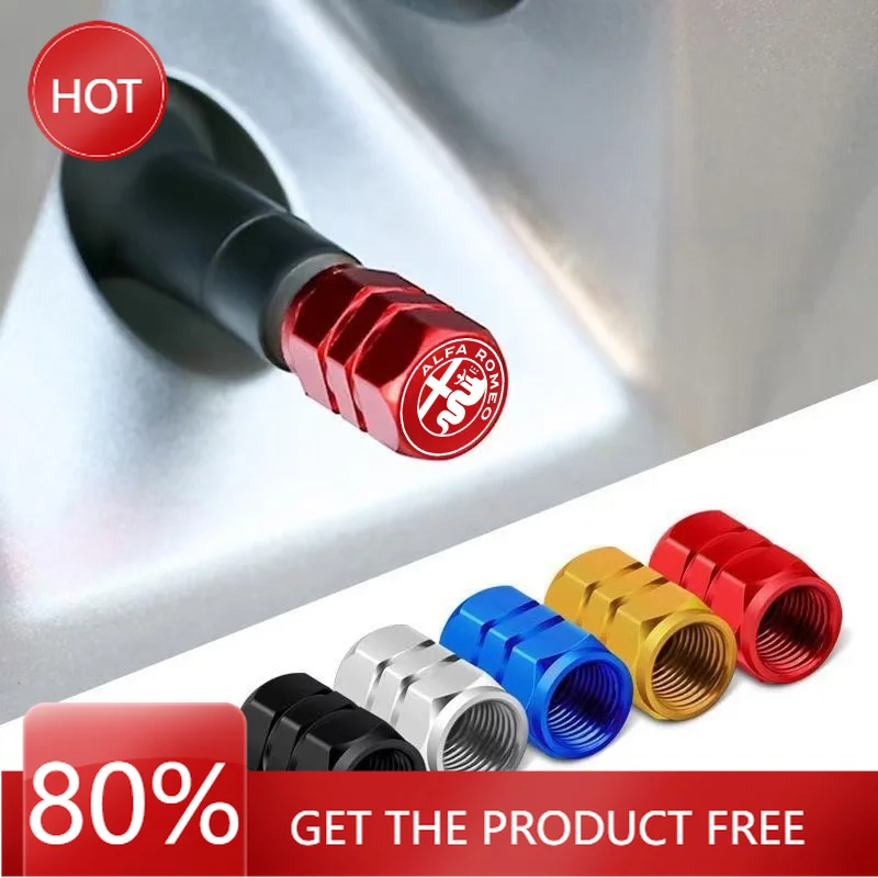 

Hub Caps 4Pcs Car Tire Valve Cap Aluminum Tire Valve Stems Cap For Alfa Romeo Giulia Stelvio Giulietta 159 147 156 166 Car Acces