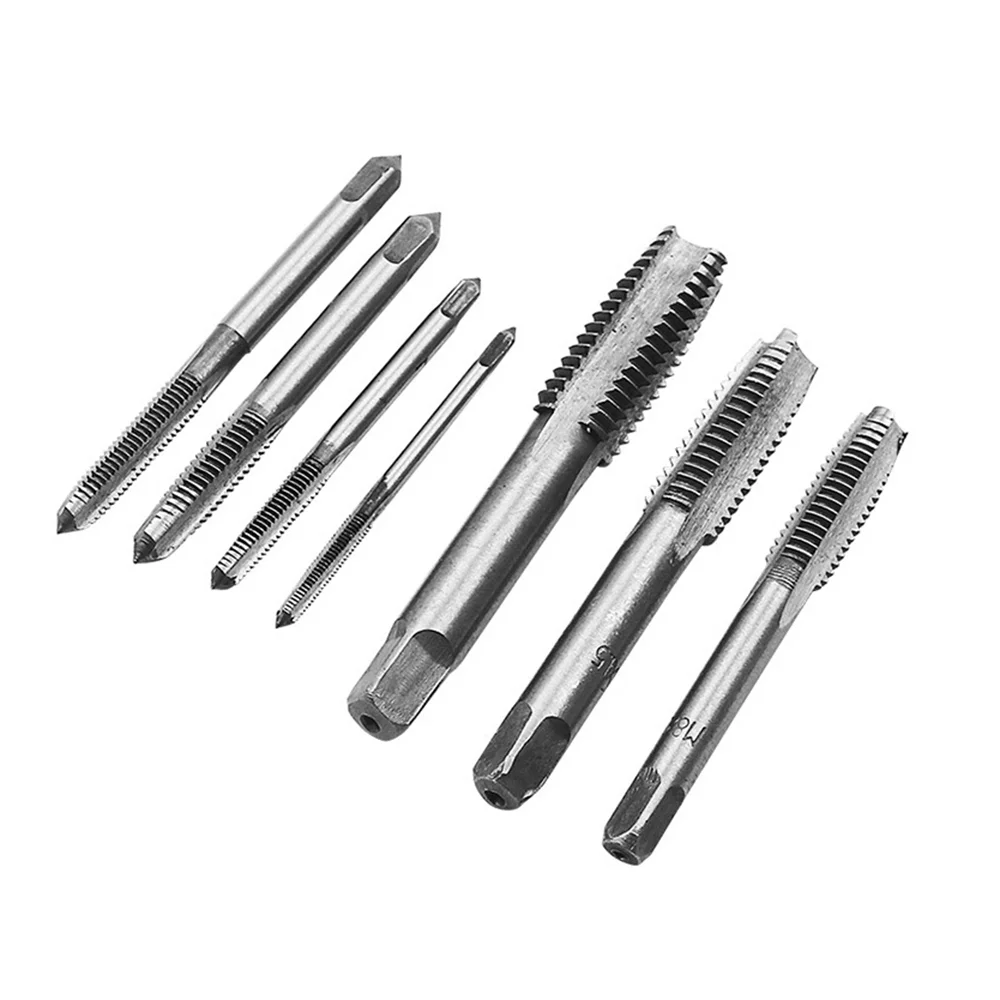 7 قطعة M3-M12 اليد الحنفية مربع عرقوب وأشار مستقيم الأخدود الموضوع التنصت لولبة داخلية التنصت أداة مجموعة