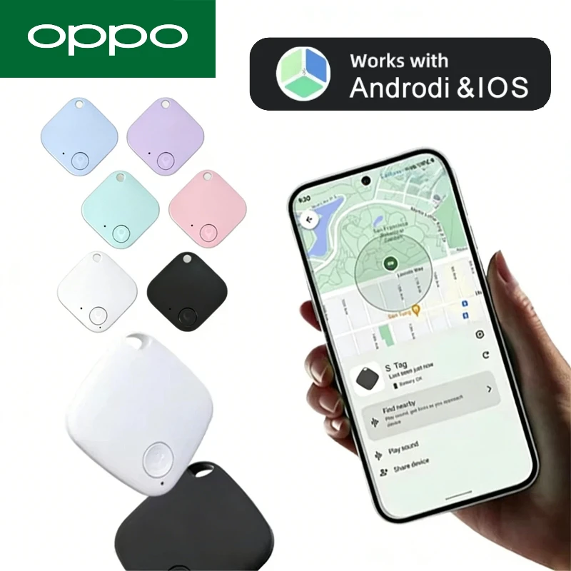 

OPPO Mini Smart GPS-трекер с функцией защиты от потери, совместимый с Android и iOS, для поиска ключей от машины, домашних животных, детей, кошельков.