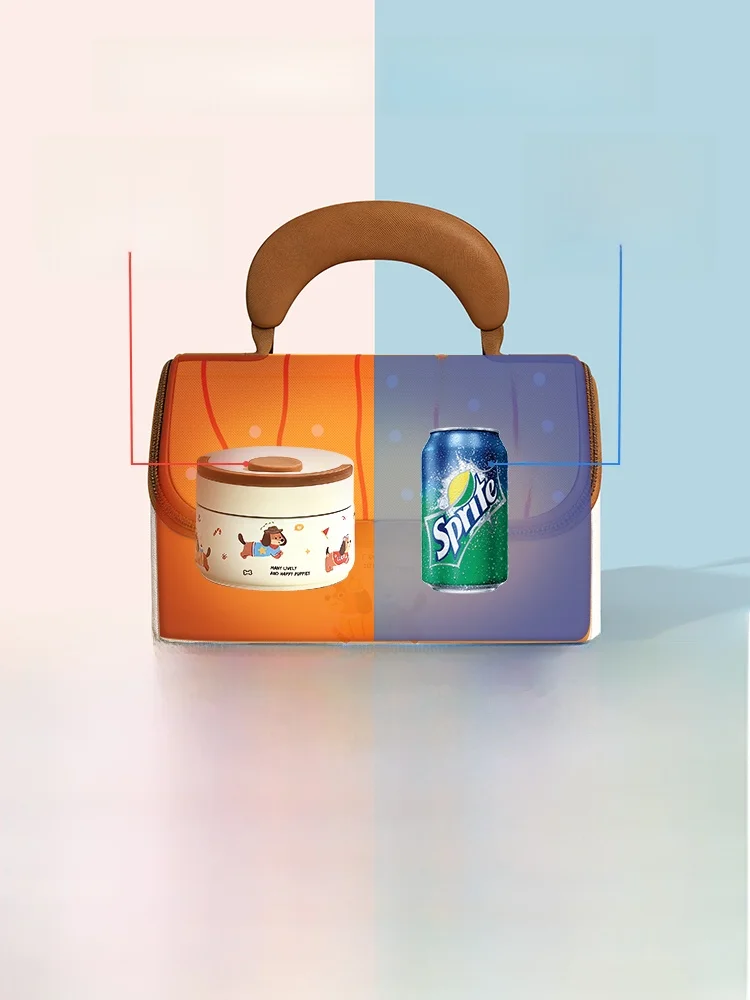  Portable Insulated Bag round Lunch Box Thick Aluminum Foil Cold Storage Bag Handheld Bento Bag Oxford Cloth Outer Layer