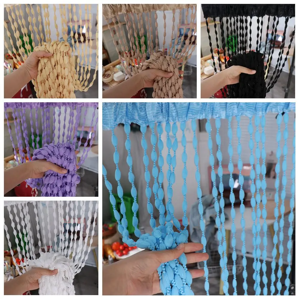 Room Divider Door Curtain Beaded String Curtain Solid Color Tassel Beaded Door Curtain 1*2M Tassel Window Curtain Home Decor