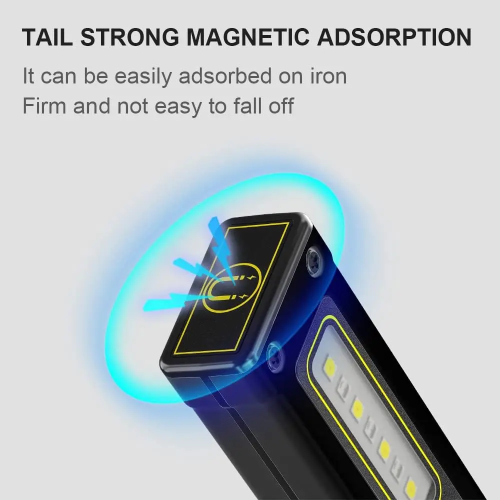 Portable Rechargeable LED Work Light,Mini Magnetic Flashlights with COB Light Waterproof Super Bright Car Repair Emergency Light