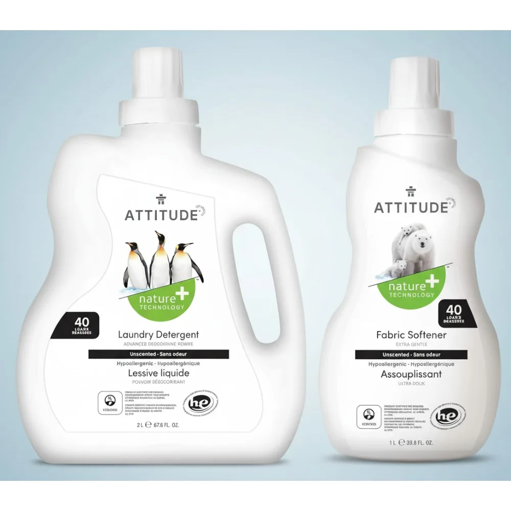 

Natural Unscented Laundry Detergent & Fabric Softener Bundle - 80 Loads, Vegan, Cruelty-Free, Plant-Based