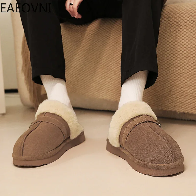 Comfortable Men's Slipper Slippers for Home Round Toe Keep Warm Plush Shoes for Men British Style Explosive Style New Arrival