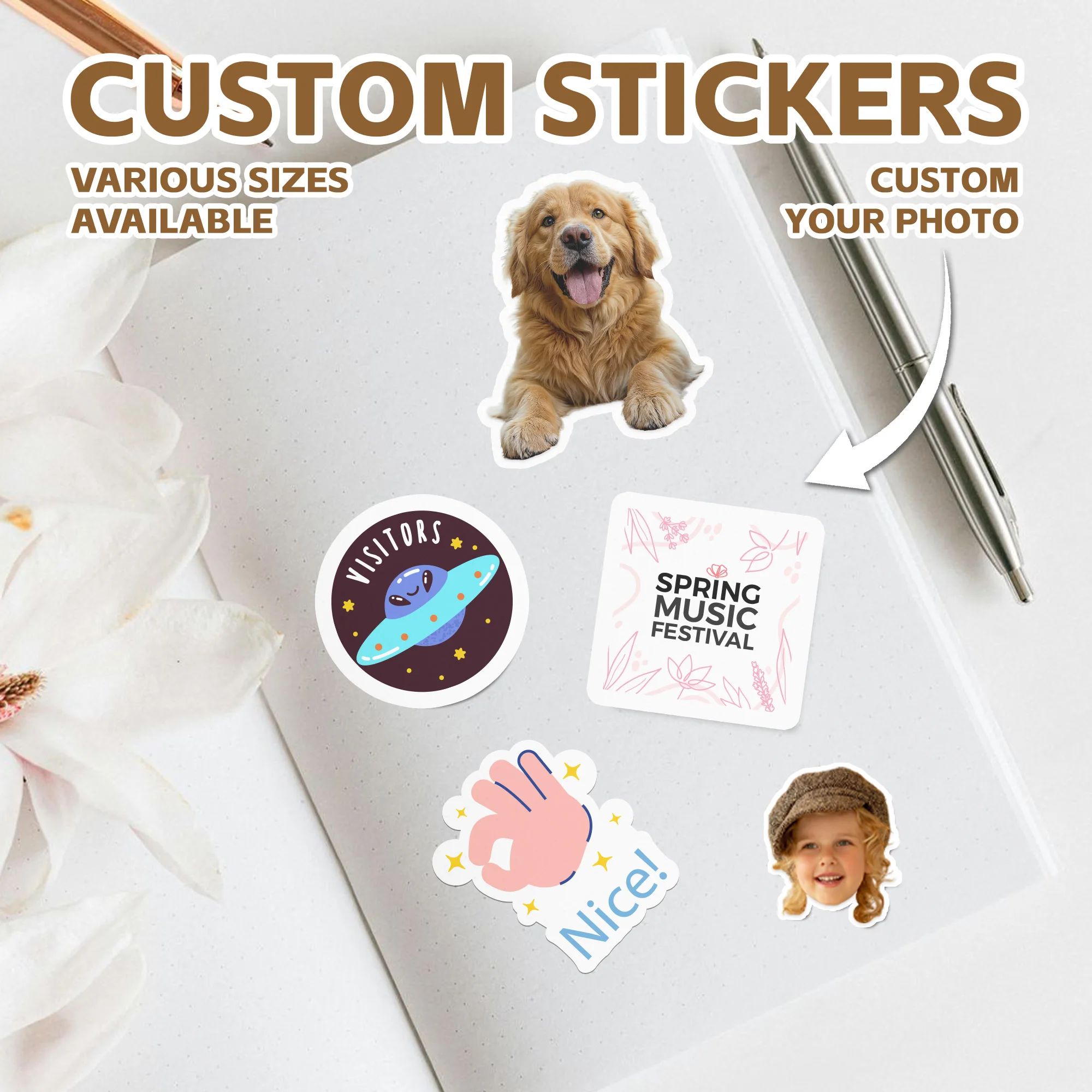 

Custom Stickers of Any shape Waterproof Custom Logo Labels Personalized Stickers for Laptop Business logo Wedding Birthday Deco