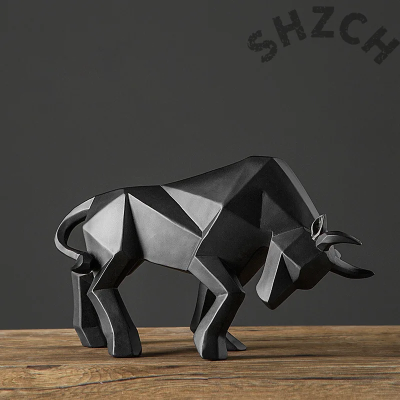 Nordic Modern Simple Resin Bull Ornaments Creative Home Decoration Crafts Indoor Study Office Cow Statue Animal Figurine