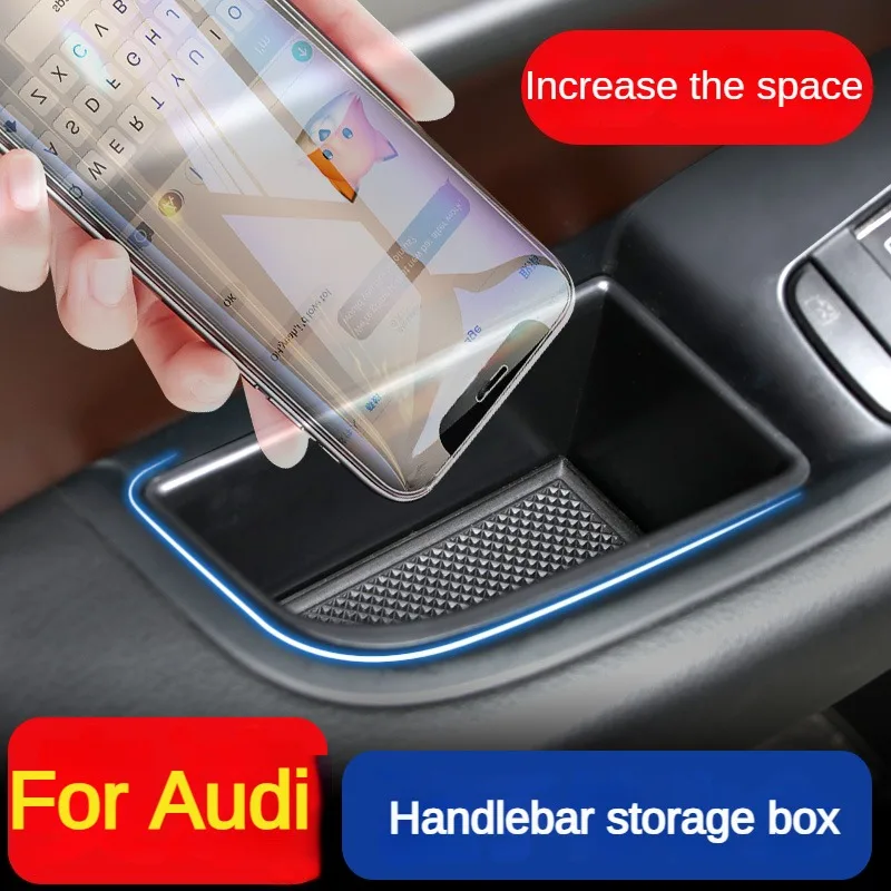 For Audi Car Front Rear Door Handle Storage Box Multifunction Trims Organizer Case Fit A3 A4 A6 A7 Q5 Q7