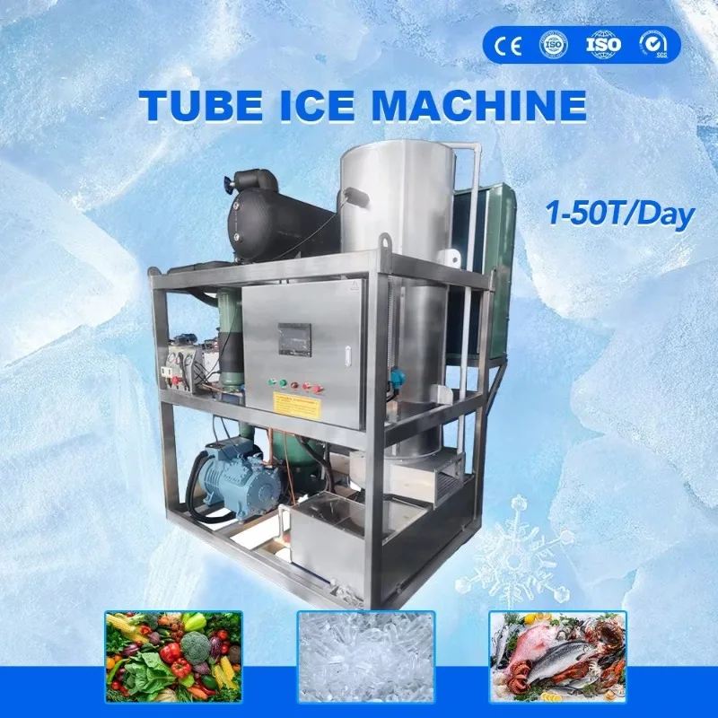 Stainless Steel Tube Ice Machine for Sale Industrial Automatic Tube Ice Maker with Low Noise Fast Ice Production Customized