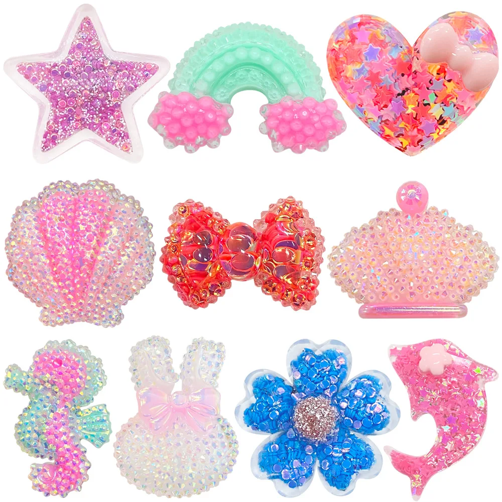 

Acrylic Electroplated Glitter Resin Decorative Accessories Shoe Charms Accessories for Crocs Sandals DIY Y2k Fashion Toys Anime