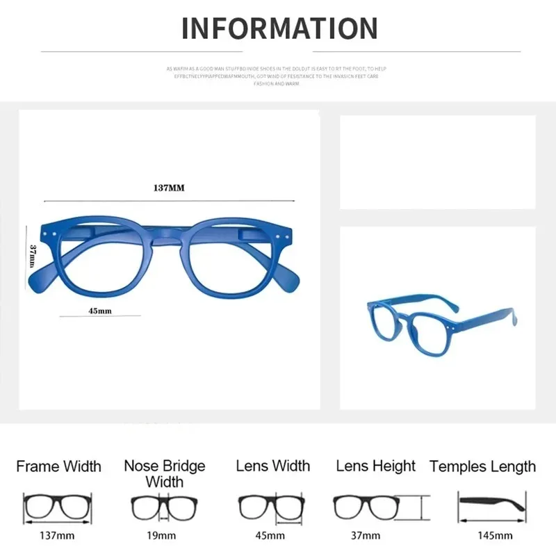 Lesebrille für Männer und Frauen, Sport-Lesebrille mit quadratischem Rahmen, runde Brillen mit Federscharnier, Computerbrille +0+3,5+4,0 – Detail 6