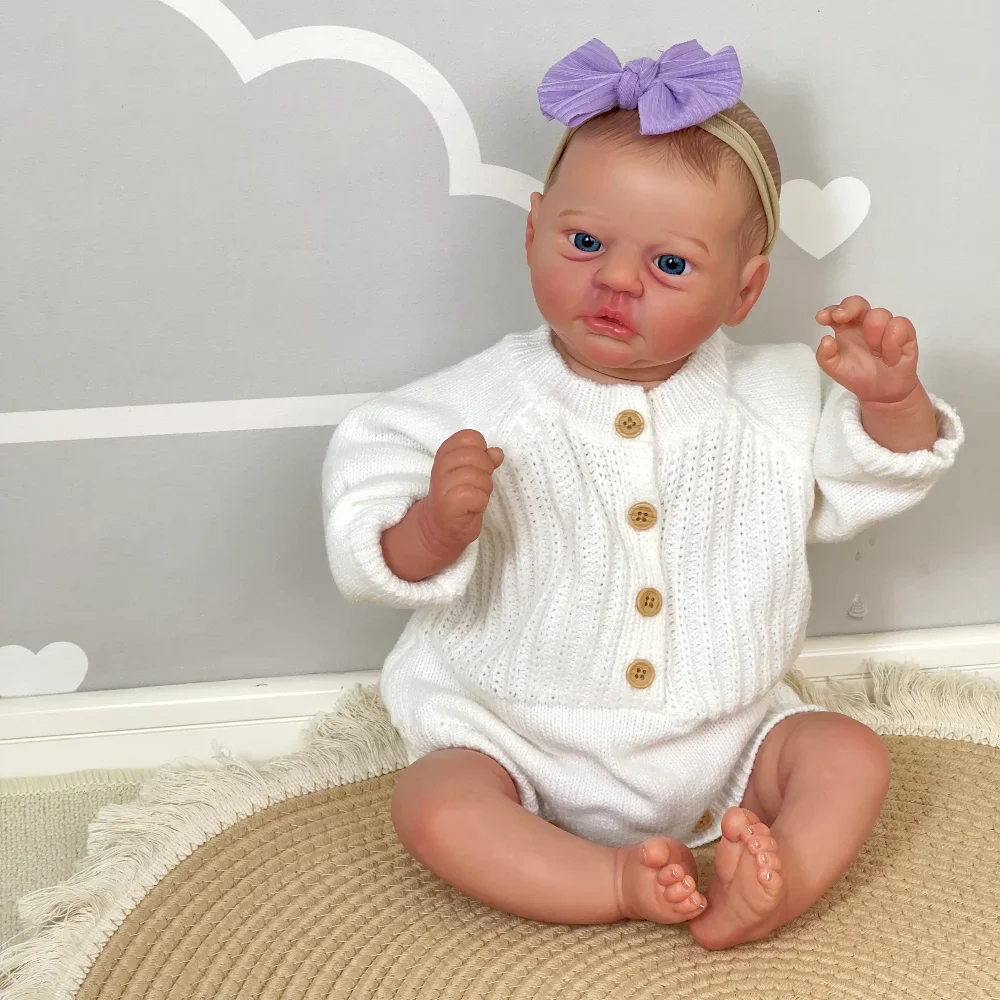 

49CM Reborn Doll Evi Already Painted Skin with Visible Veins Real Baby Dolls Handmade Lifelike Muñeca Reborn Bebe Para Niñas