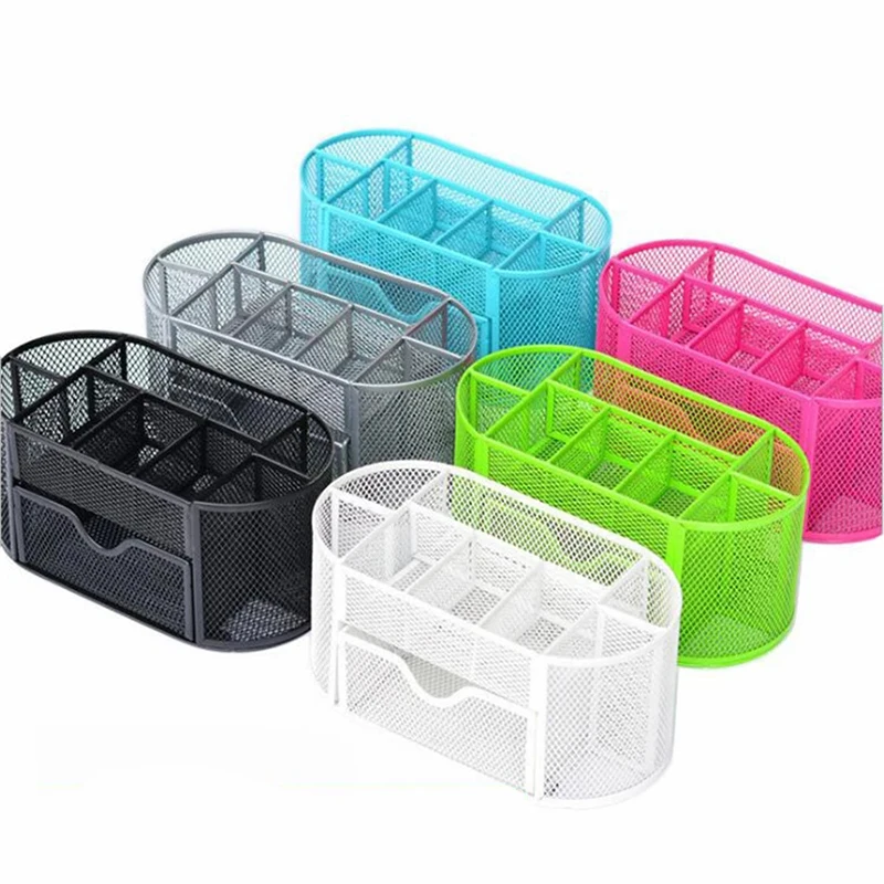 

Mesh Desk Organizer Multifunctional Office Desktop Stationery Organizer Basket with Drawer Pencil Holder Home Office Supplies