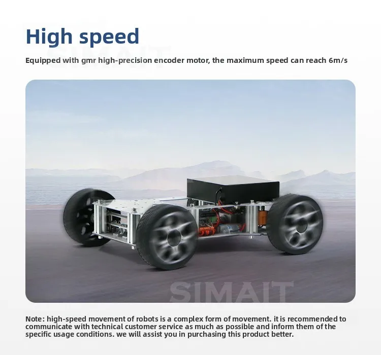 High-Speed Version Smart Car Chassis, Max 6m/s ROS2 Mapping Navigation Racing Robot Chassis