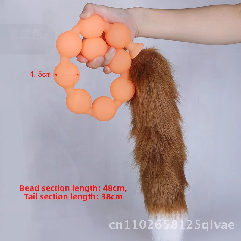 تسعة عوالم بيضة سيليكون ناعمة مع ذيل خرز سحب طويل للغاية للتدريب على الجنس للبالغين ذهبي أسود برتقالي أخضر مضيء #5