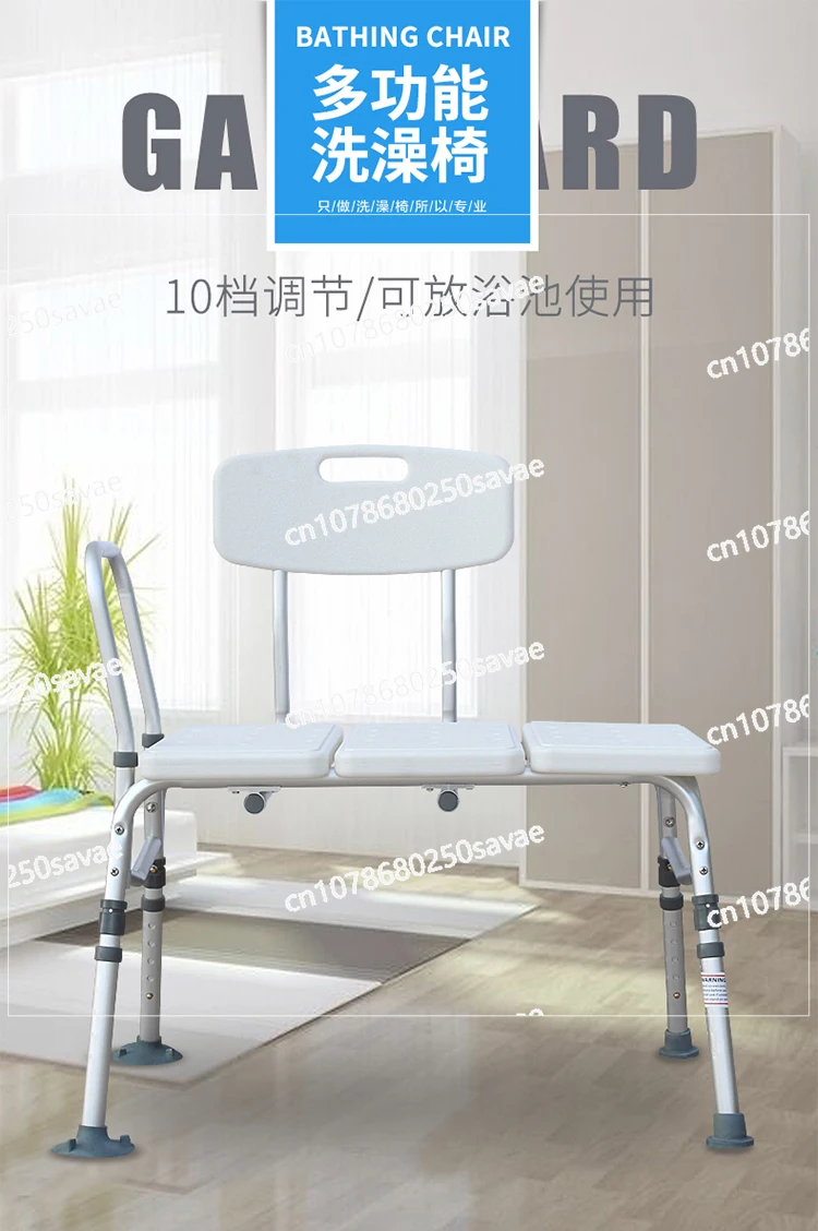 Tub Transfer Bench and Sliding Shower Chair Made of Heavy Duty, Non Slip Aluminum Body, Plastic Seat with Adjustable Seat