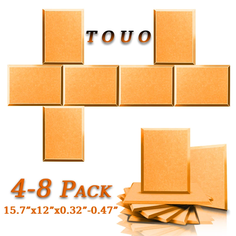 

TOUO Rectangle Acoustic Panel 4-8 Pcs Sound Absorbing Sound Insulation Treatment Soundproof Wall Panels Ktv Acoustic Treatment