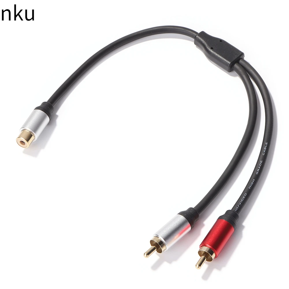 

Nku RCA Splitter Cable RCA 2 Male Plug To 1 Female Jack Adapter Stereo Audio Cable Cord for TV DVD Subwoofer Amplifier Speaker