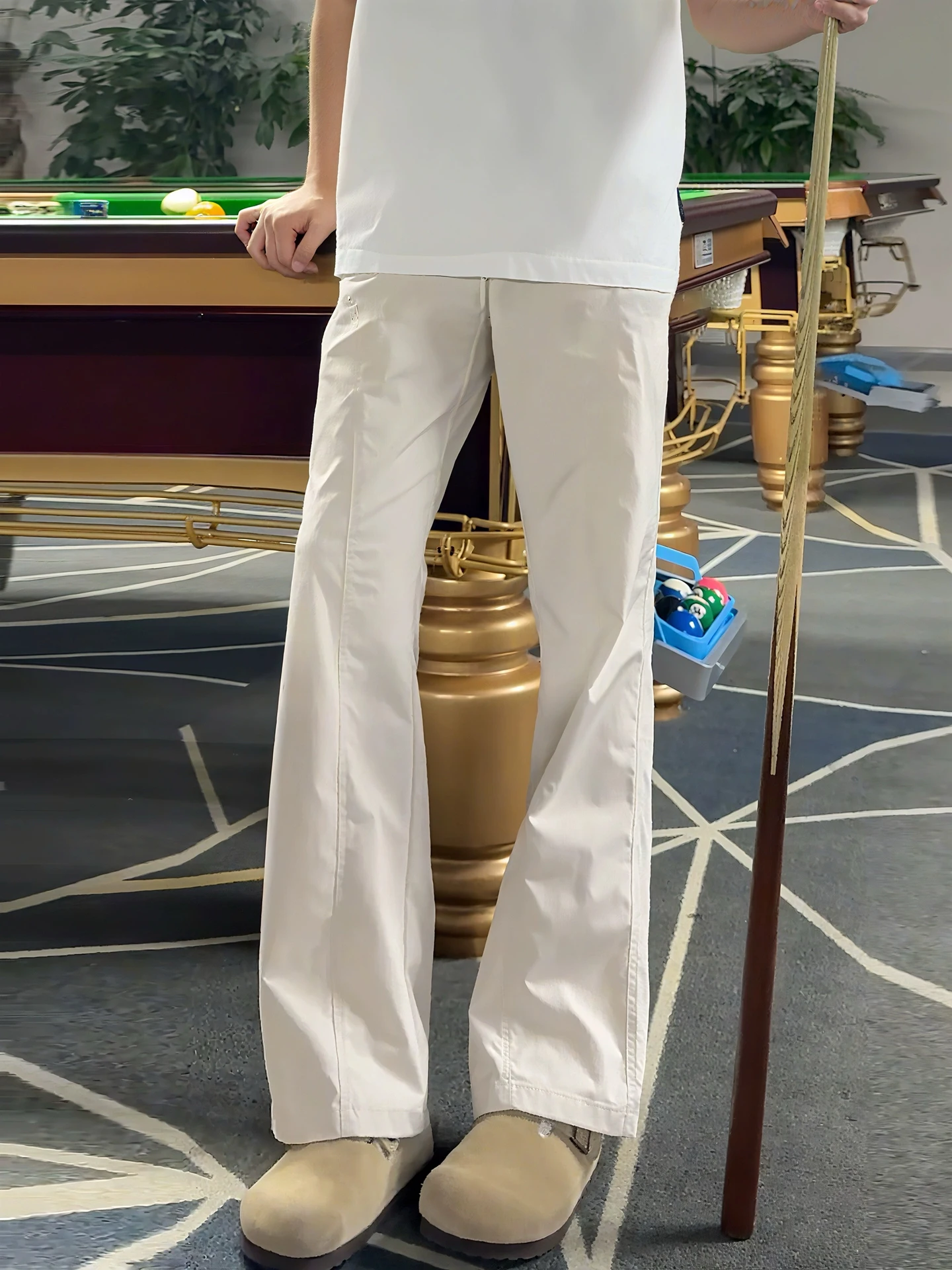 

White Qui Dry Men's Summer Thin Soft ell Cargo Pants Straight Leg Workwear Trousers American Diagonal Cut ell Pants